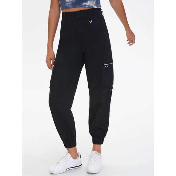 ✨FOREVER 21 Black Regular Fit Solid Sz Large Joggers✨ - Picture 2 of 8